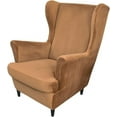 thumbnail image 1 of Wing Chair Slipcovers, 2 Piece Stretch Wingback Chair Cover Soft Velvet Armchair Covers with Elastic Bottom for Living Room Bedroom, 1 of 11