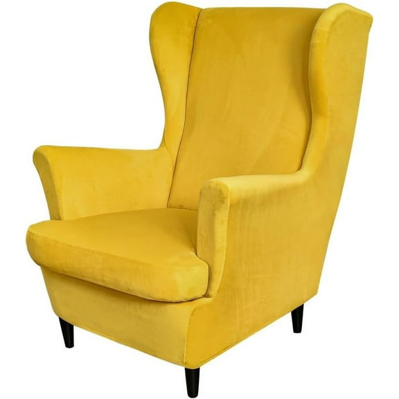 Wing Chair Slipcovers, 2 Piece Stretch Wingback Chair Cover Soft Velvet Armchair Covers with Elastic Bottom for Living Room Bedroom