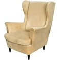 thumbnail image 1 of Wing Chair Slipcovers, 2 Piece Stretch Wingback Chair Cover Soft Velvet Armchair Covers with Elastic Bottom for Living Room Bedroom, 1 of 11