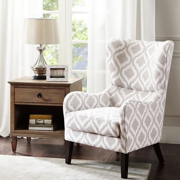 Wing Chair Swoop: Solid Wood Legs, Back Design, Round Arm, Loose Seat Cushion, High Foam Merry Swoop Wingback Chair: Piping Detail, Seat, Support