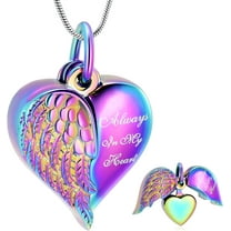 Wing Cremation Jewelry Necklace for Ashes Heart Memorial Lockets for Ashes Stainless Steel Keepsake Urn Ashes Pendants