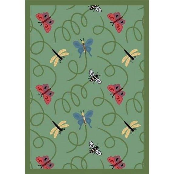 Wing Dings Green 5 ft.4 in. x 7 ft.8 in. WearOn Nylon Machine Tufted- Cut Pile Nature Rug