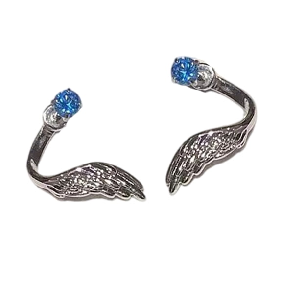 Wing Ear Studs with Sparkling Crystal Detailing Comfortable Piercing Earrings