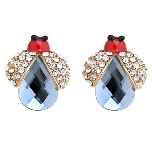 Wing Fluttering Firefly Beetle Bug Crystal Rhinestone Element Earrings