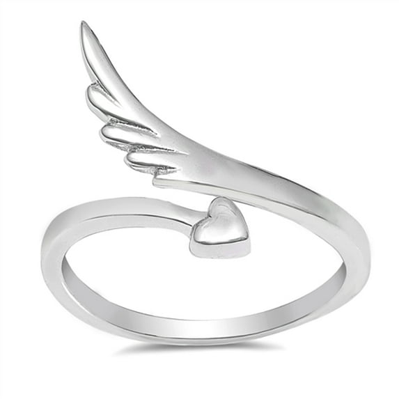 Wing Heart Promise Arrow Open Ring .925 Sterling Silver Band Jewelry Female Male Unisex Size 4