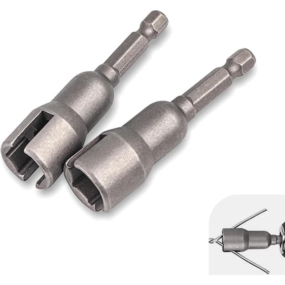 Wing Nut Driver Bit Set, 1/4" Sloting Hexagonal Handle Nut Drill Bit Wrench, Electric Power Shutter Screw Driver Kit, Fit for Wing-shaped Nuts, Screw Hooks, C-headic Hooks (Silver)