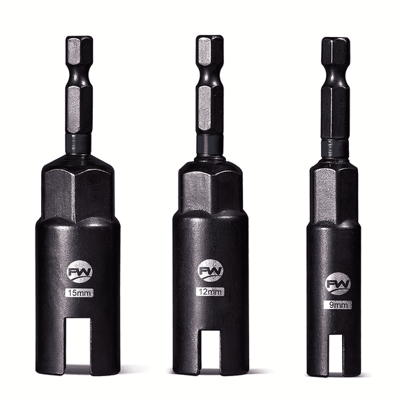 Wing Nut Driver Set 3PCS, Power Nut Driver Bit, 1/4Inch Hex Shank Wing Nut Socket, CR-V Steel for Eye Bolt, Hook Bolt, Wire Twisting