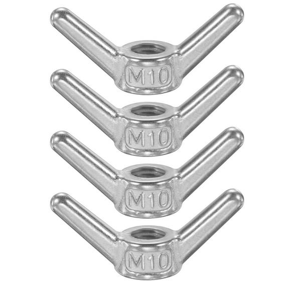 Wing Nuts, 4 Pcs M10 x 1.5 304 Stainless Steel Wing Nuts Fasteners Parts Metric Thread for Repair Install House Furniture Boat, Silver