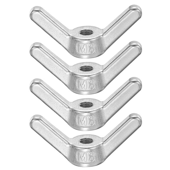 Wing Nuts, 4 Pcs M6 x 1 304 Stainless Steel Wing Nuts Fasteners Parts Metric Thread for Repair Install House Furniture Boat, Silver
