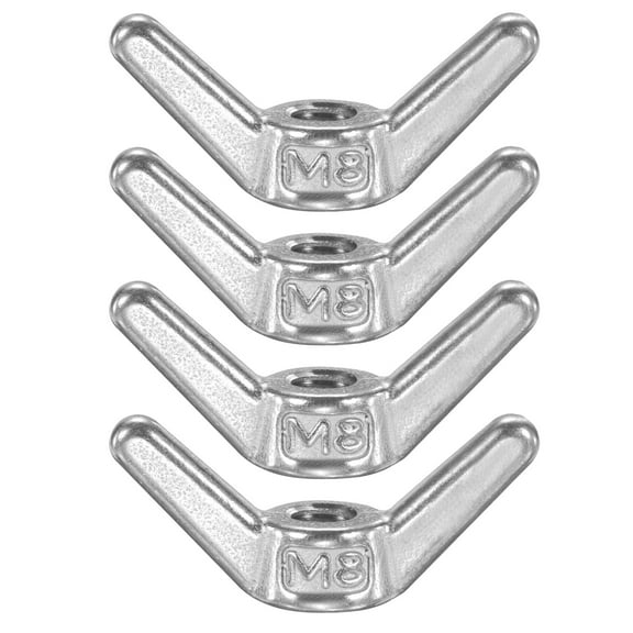 Wing Nuts, 4 Pcs M8 x 1.25 304 Stainless Steel Wing Nuts Fasteners Parts Metric Thread for Repair Install House Furniture Boat, Silver