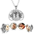 thumbnail image 1 of Wing Photo Locket Necklace for Women - Multi Layer Vintage Expanding Picture Pendant Jewelry Gift, 1 of 2