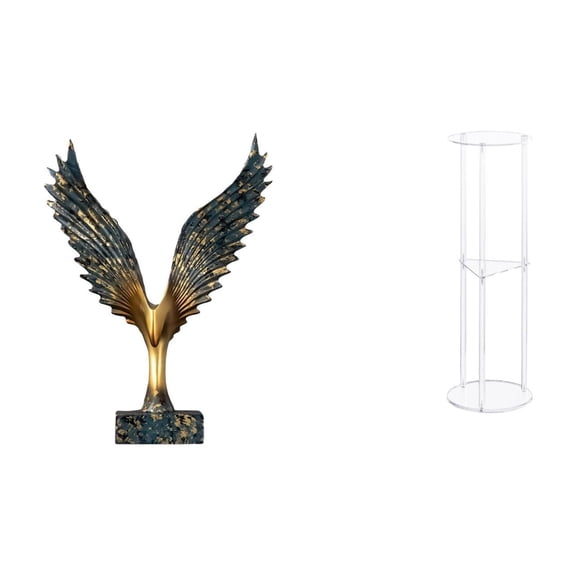 Wing Sculpture Home Statue Acrylic Side Table Handcrafted Resin Material for Office Living Room Bedroom Decor