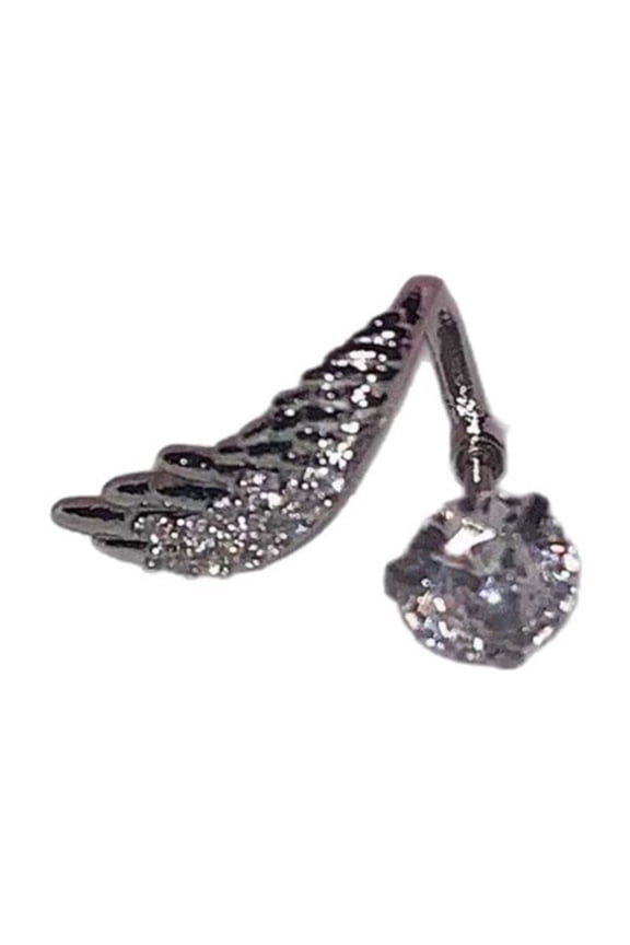 Wing Shaped Ear Bone Studs Handmade Cartilage Studs Earring Rhinestones Decorated Jewelry Accessory For Daily Wear