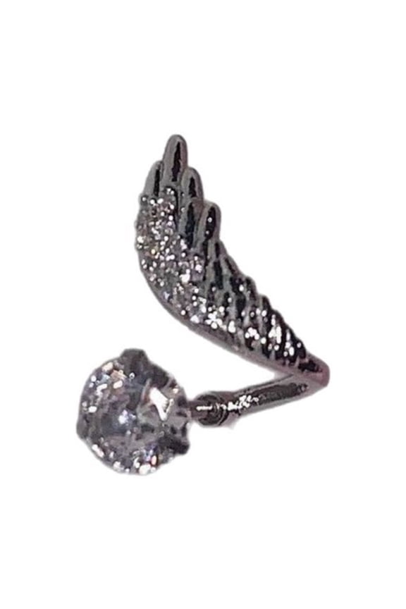 Wing Shaped Ear Bone Studs Handmade Cartilage Studs Earring Rhinestones Decorated Jewelry Accessory For Daily Wear