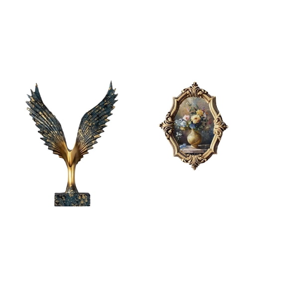 Wing Statue Photo Frame Ornament Resin Material for Office Bedroom Gallery Table Decoration