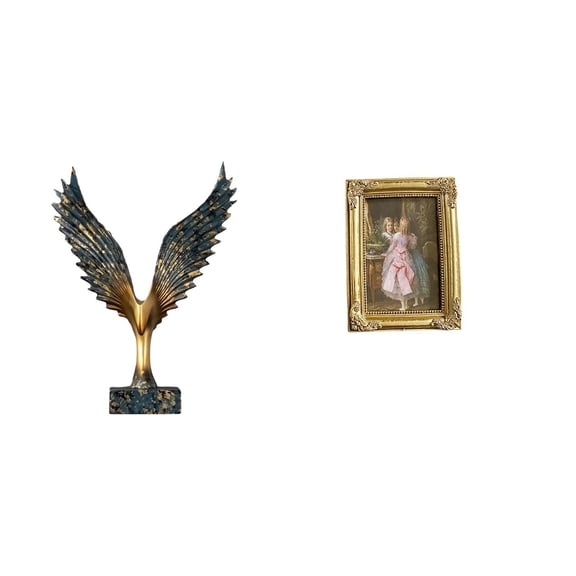 Wing Statue Photo Frame Resin Ornament Handcrafted Modern Decor for Bedroom Office Tabletop Display