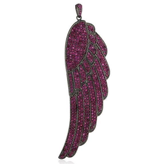 Wing Style Ruby Pendant 925 Sterling Silver Jewelry Valentine Gift