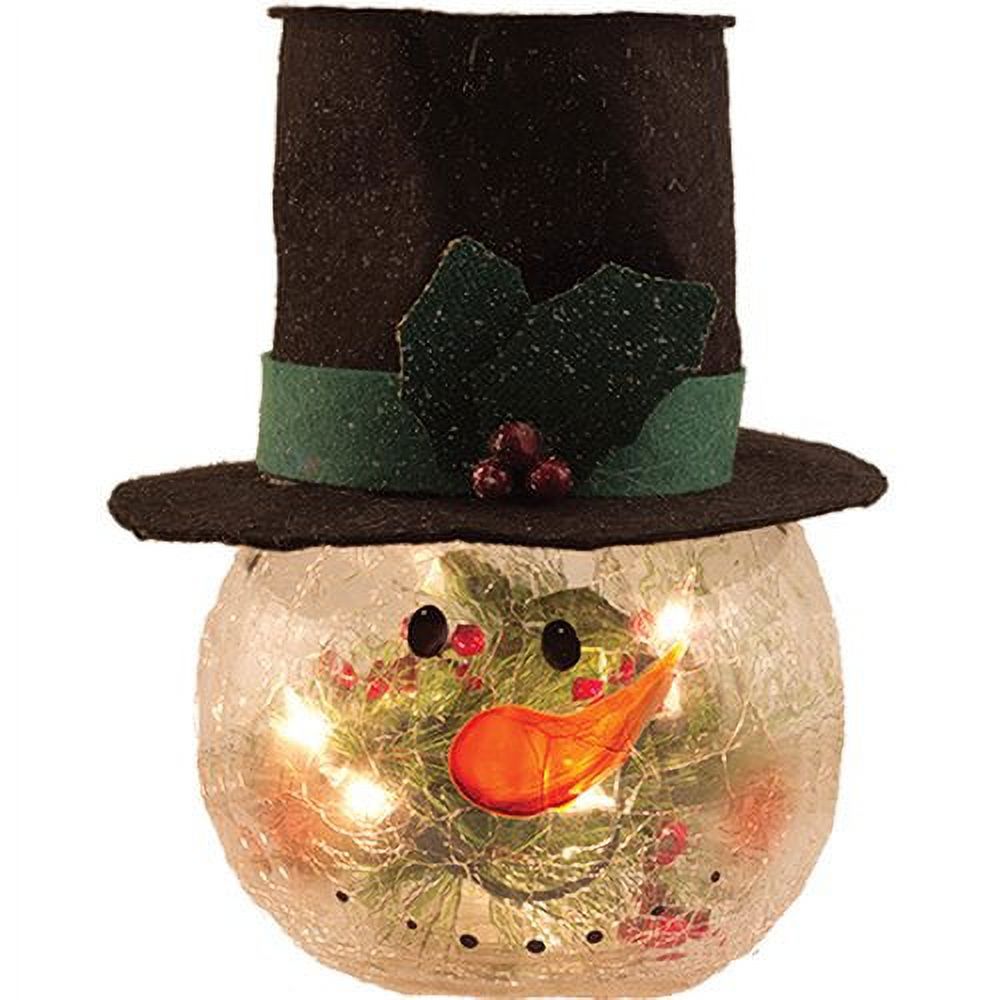 Wing Tai Trading Glass Lighted Snowman Head Figurine (Set of 6