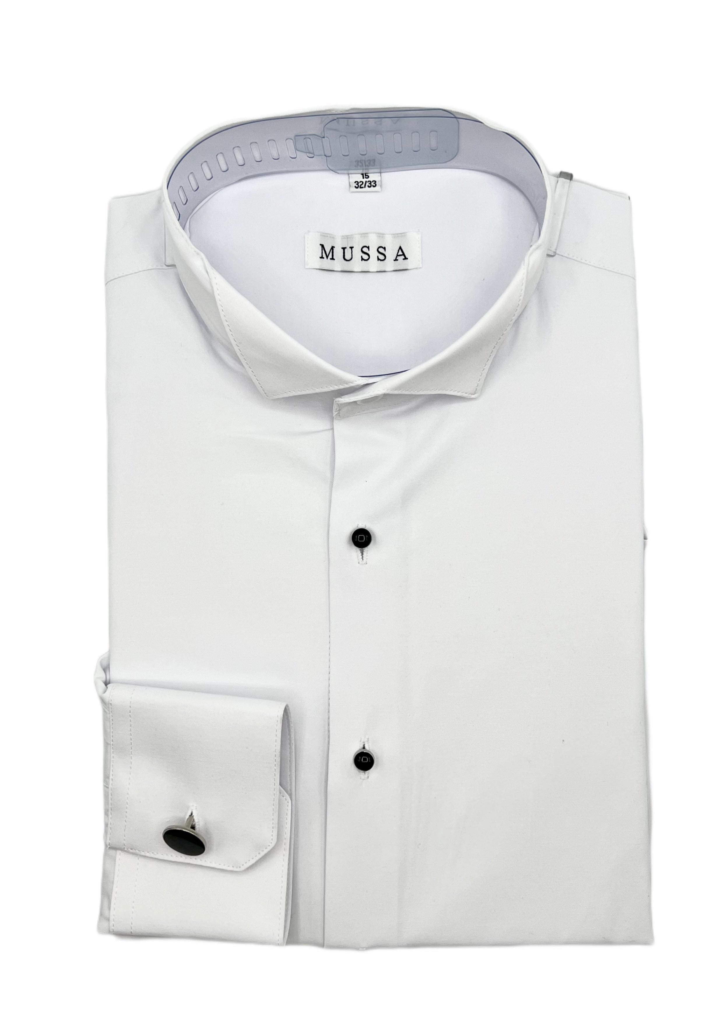 flare women's dress pants Plain Tailored Wing Collar Shirt In White X-long Length main image 1