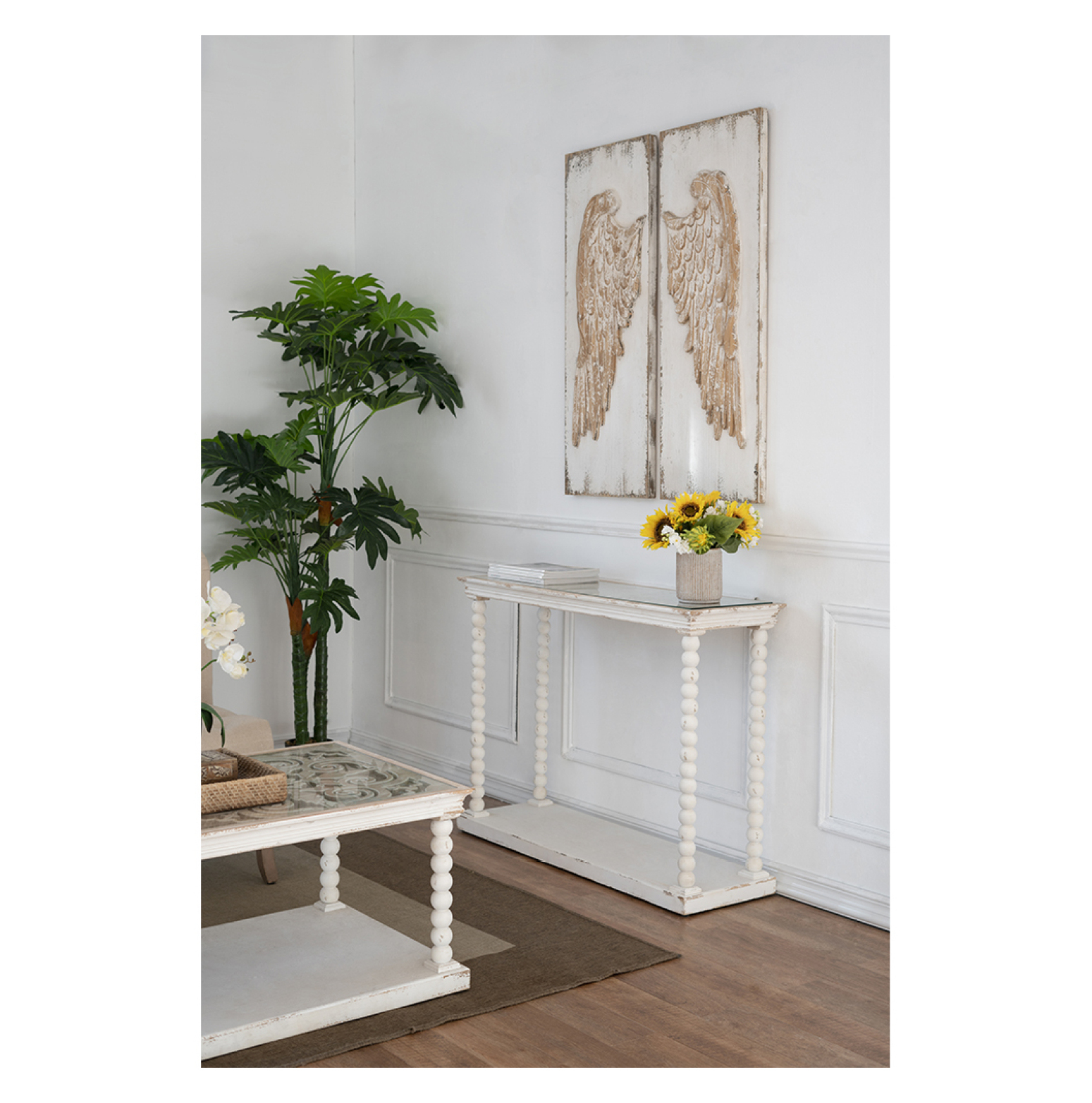 Visual Reference: Wing Wall Panels Set Of 2 Distressed White Finish