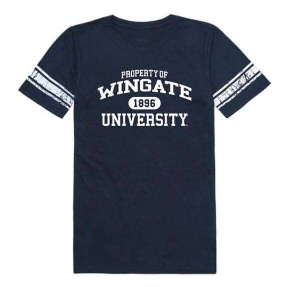 Wingate University Bulldogs Women Property Football T-Shirt, Navy - Small