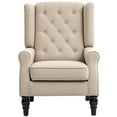 thumbnail image 1 of Wingback Accent Chair for Living Room, Button-Tufted Lounge Chair with Round Armrests and Wood Legs, Beige, 1 of 6
