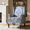 thumbnail image 1 of Tina's Home Upholstered Armchair Solid Rubber Wood Legs Transitional Living Room Bedroom Navy, 1 of 9