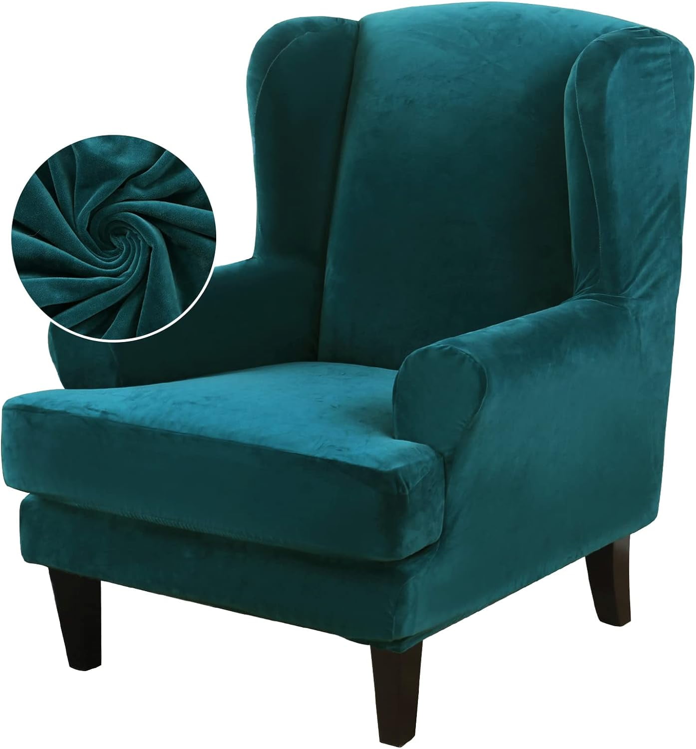 Wingback Chair Covers Slipcover 2 Pieces,Stretch Velvet Plush Wing