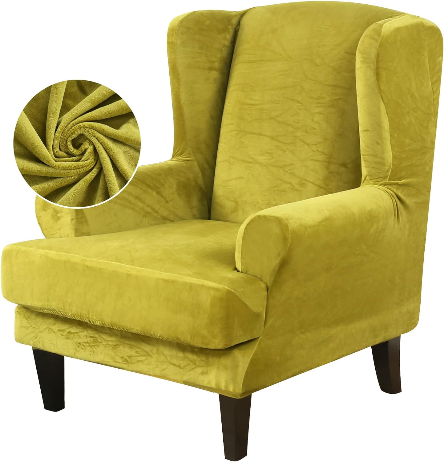 Wingback Chair Covers Slipcover 2 Pieces,Stretch Velvet Plush Wing