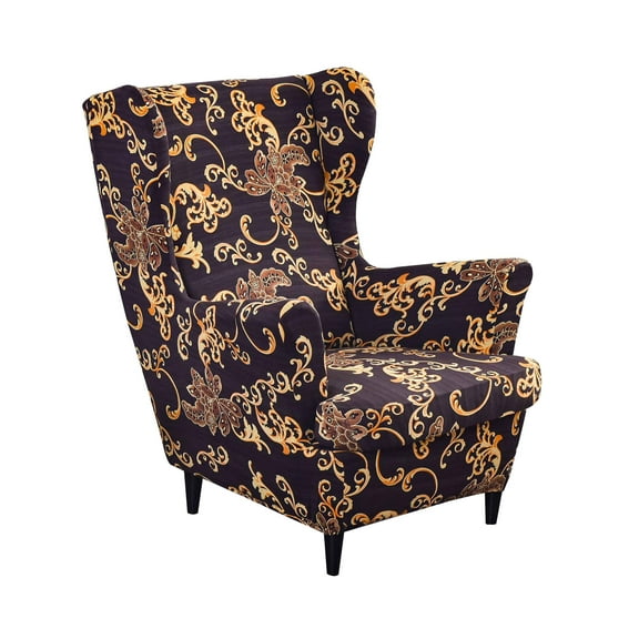 Wingback Chair Slipcover, wing back chair covers with arms, Stretch Wing Chair Covers Slipcover 2 Piece