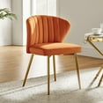 thumbnail image 1 of Wingback Dining Chair Small Velvet Makeup Vanity Chair Metal Legs Home Bedroom Orange, 1 of 8