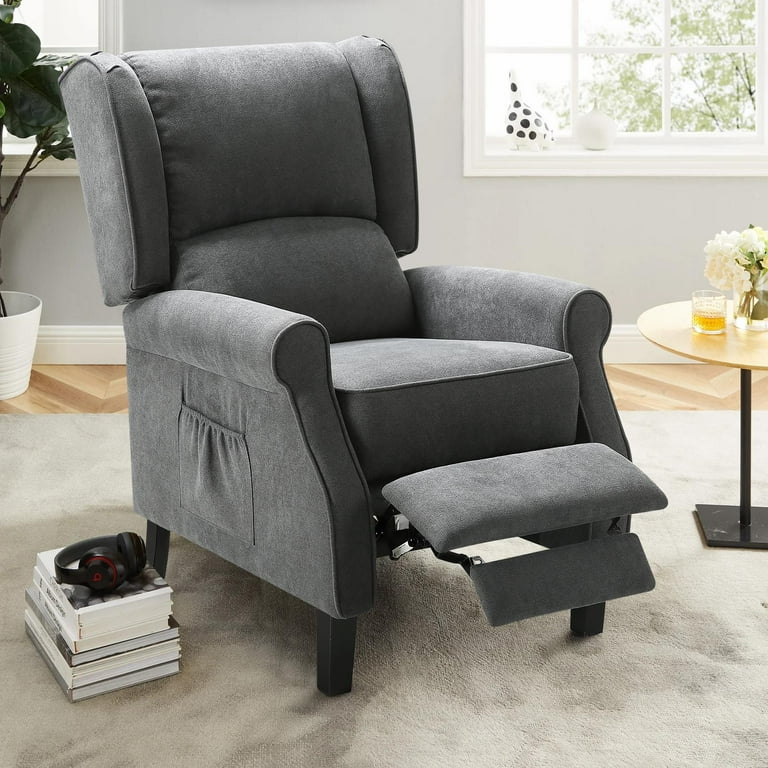 Grey fabric recliner armchair sales