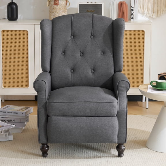 Wingback Recliner Chair with Massage and Heat, Upholstered Fabric Living Room Chair with Nailhead Trim,Push Back Recliner Chair with Remote Control,Padded Cushion
