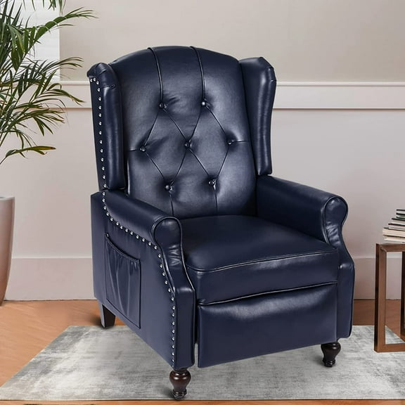 Wingback Recliner Chair, Push Back Arm Chair with Heat and Massage, PU Leather Single Sofa for Home, Living Room, Office, Bedroom