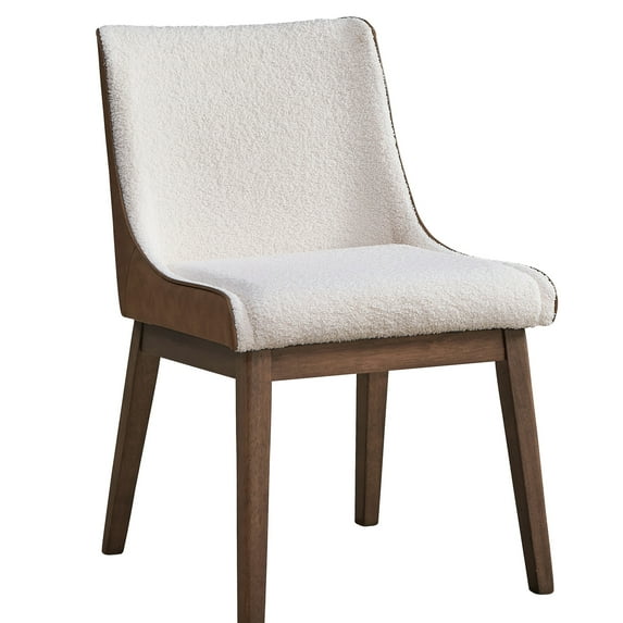 Wingback Side Chairs (Set of 2) | Stable for Dining or Working | Wood Legs and Boucle-Velvet | Solves the Need for Sturdy Seats
