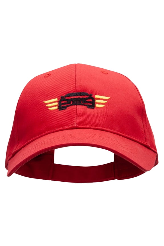 Winged Auto Embroidered Low Profile Organic Cotton Cap - Red OSFM