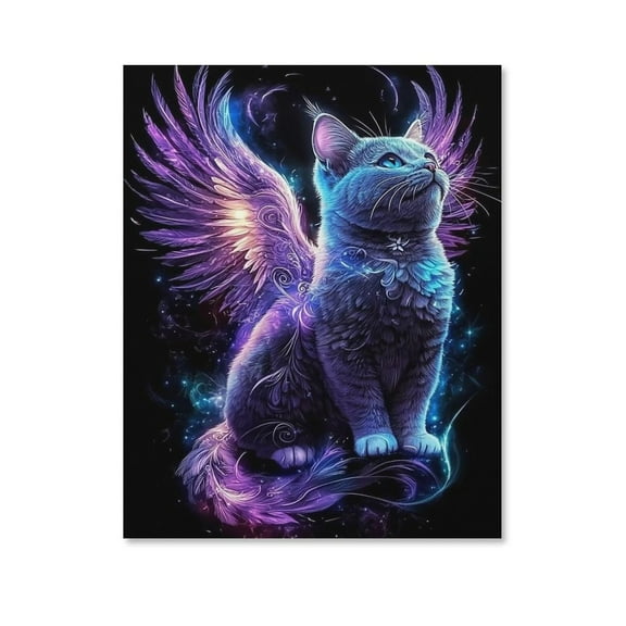 Winged Cat Poster Canvass for Home Artworks Ideal Decor Dining Room Decor, Bedroom Art, Wall Decor Living Room, Wall Art, Frameless 20x30inch