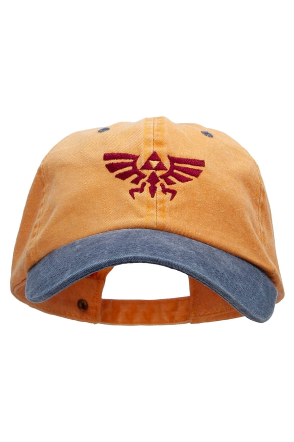 Winged Crest Embroidered Pigment Dyed Wash Caps - Mustard Navy OSFM