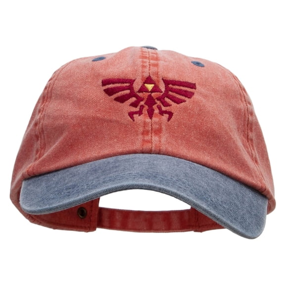 Winged Crest Embroidered Pigment Dyed Wash Caps - Orange Navy OSFM