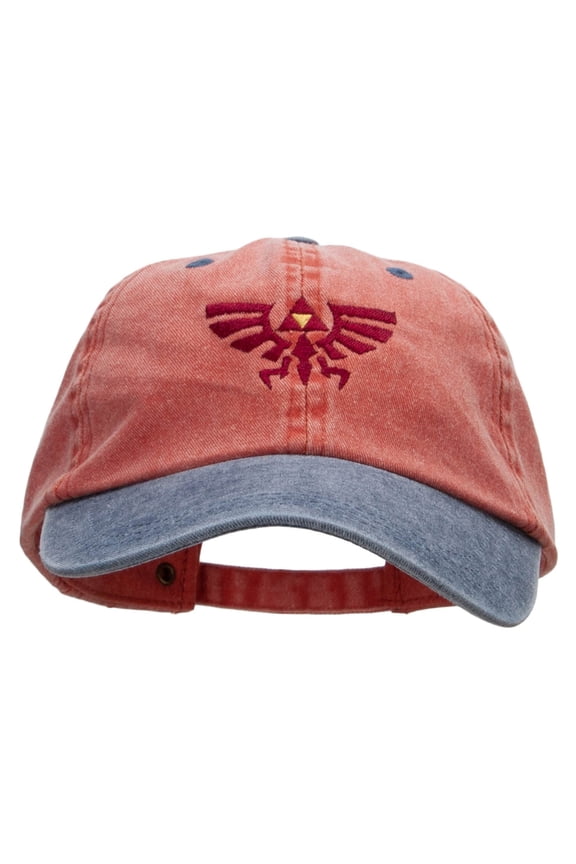 Winged Crest Embroidered Pigment Dyed Wash Caps - Orange Navy OSFM