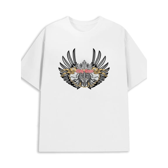 Winged Cross Tee for men 180G 100% Cotton white Unique Design Unisex Shirt Printed tshirts Unique Design Unisex Shirt Graphic Tee tshirts Vintage Unisex Shirt Crewneck tshirts