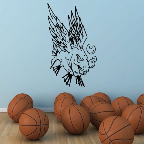Winged Demon Fish Decal - 36 Inches