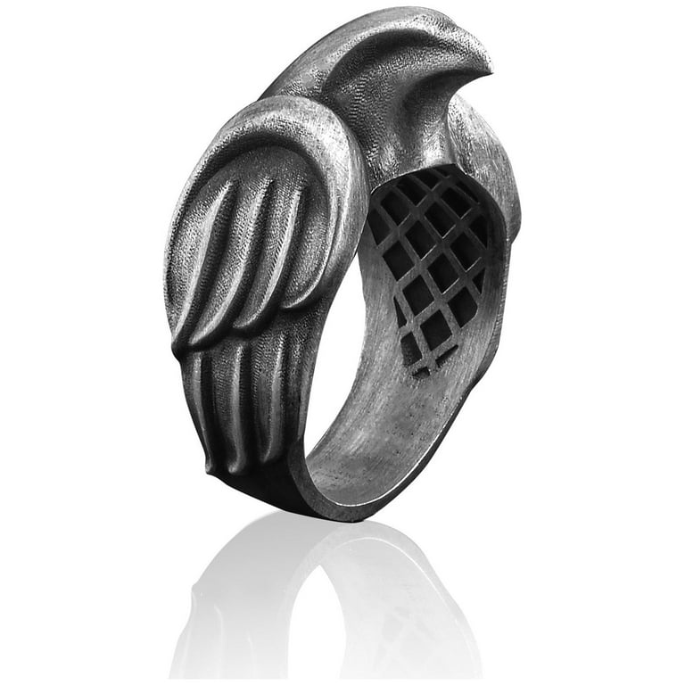 Outlet Silver Man Ring, Wild Eagle Ring, Biker Ring, Solid Silver Animal Ring, Pinky Ring, Mens Ring, Men Gift Ring, Men Oxidized Ring