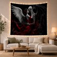 thumbnail image 1 of Winged Figure Kissing with Skeleton Left Profile Long, Spooky Gothic for Gothic Decor Fans, Dark Art Decor, Halloween Gift, Tapestry Wall Hanging for Bedroom and Dorm, 1 of 7