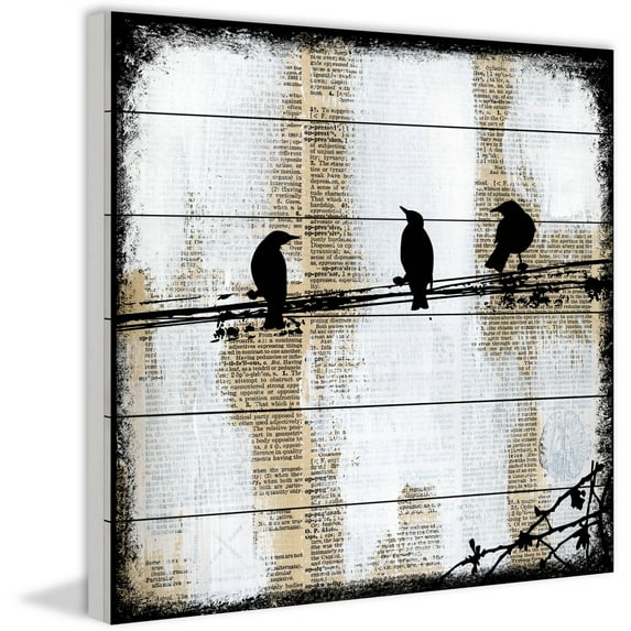 "Winged Gossip" Painting Print on White Wood