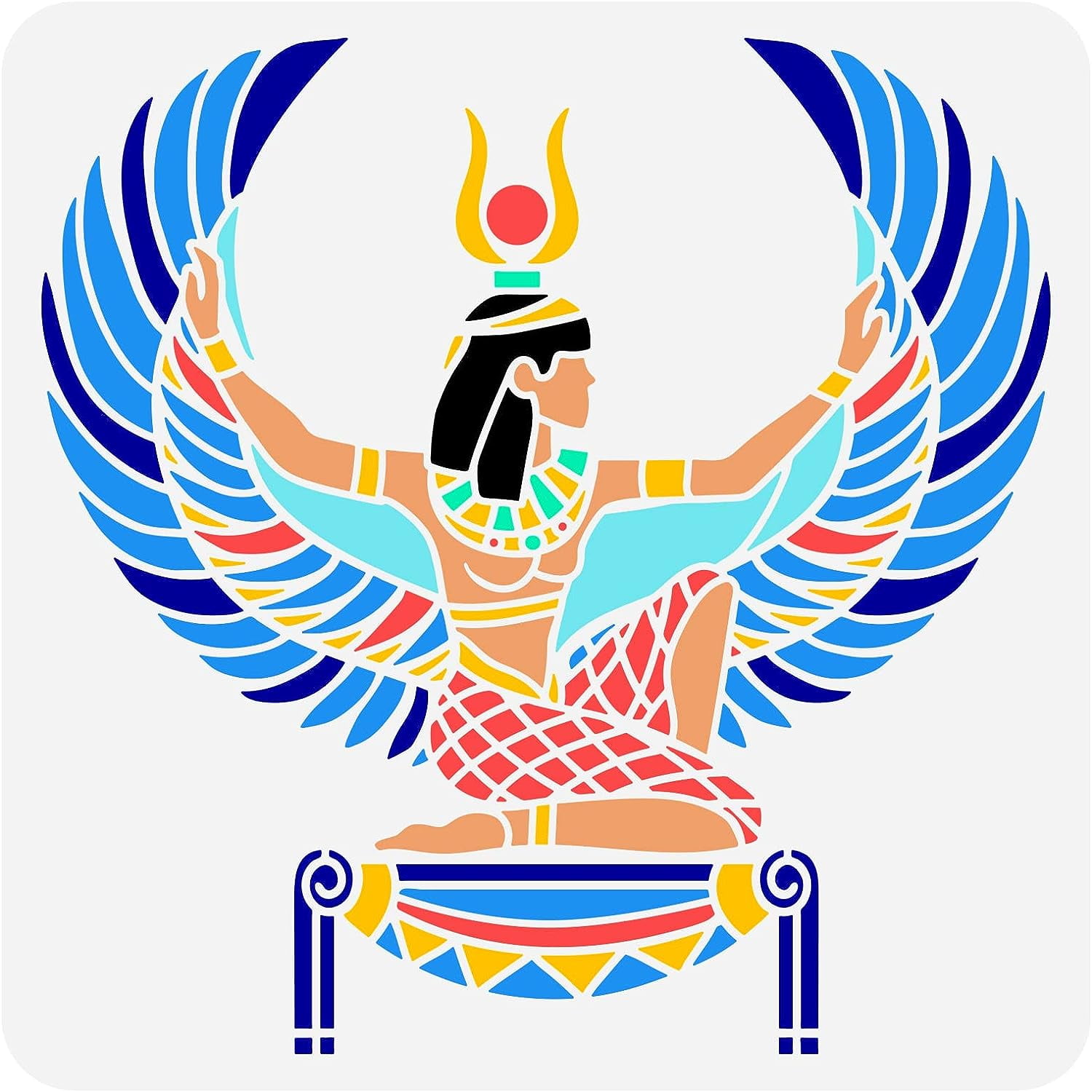 Winged Isis Egypt Painting Stencil 11.8x11.8 inch Hollow Out Egyptian