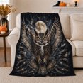 thumbnail image 1 of Winged Owl beneath a Moonlit Sky, Dramatic Gothic Wildlife Style for Owl Lovers, Celestial Feather Motif and Father's Day Gift, Cozy Flannel Blanket for Cabin and Study Room, Dark Home Decor, 1 of 9