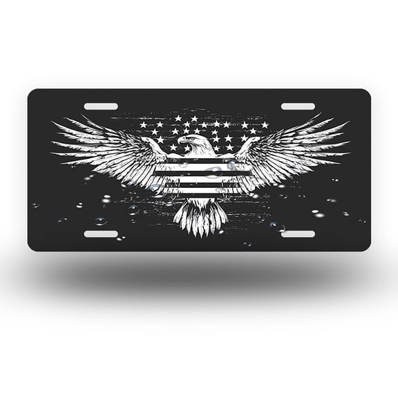 Winged Patriotic Eagle Front License Plate, Funny Standard Plates Personalized Novelty Decorative For Men/Women/Boys/Girls Car 6×12 Inch