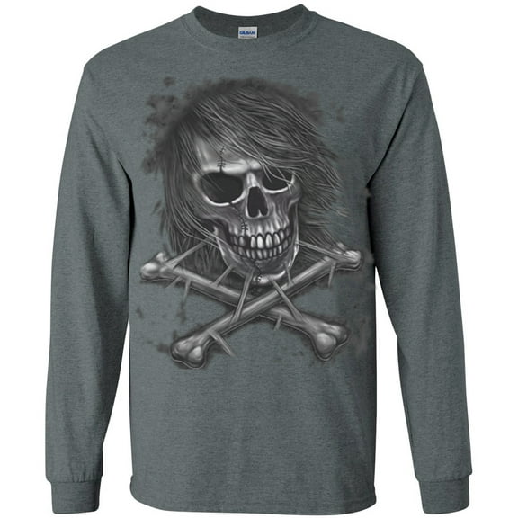 Winged Skull Graphic T-shirt Long Sleeve Mens