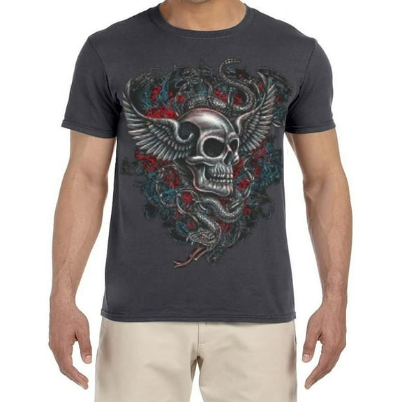Winged Skull Snake T-shirt Mens Graphic Tees